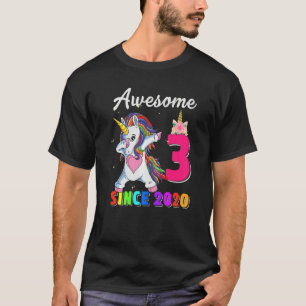 3 Year Old Birthday Girl Awesome Since 2020 Dabbin T-Shirt