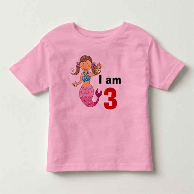 3 year old birthday mermaid girl toddler T-Shirt (Front)