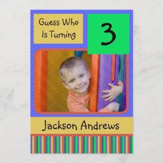 3 Year Old Birthday Party Invitations BOY