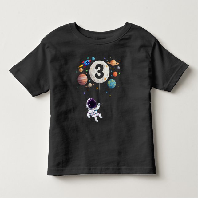 3 Year Old Birthday Planets Astronaut 3rd Birthday Toddler T-Shirt (Front)