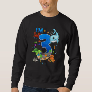3 Year Old Birthday Whale Fish Sea Bday Boys And G Sweatshirt