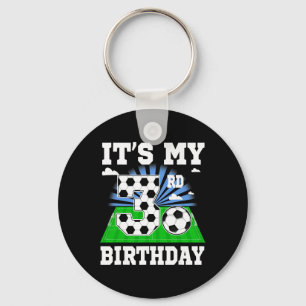3 Year Old Boy It's My 3rd Birthday Soccer Theme P Key Ring