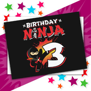 3 Year Old Comic Book Style Ninja 3rd Birthday Postcard