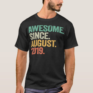 3 Year Old Gift 3rd Birthday Boy Awesome Since Aug T-Shirt