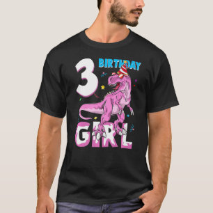 3 Year Old Gifts Party 3rd Birthday Girl Teen dino T-Shirt