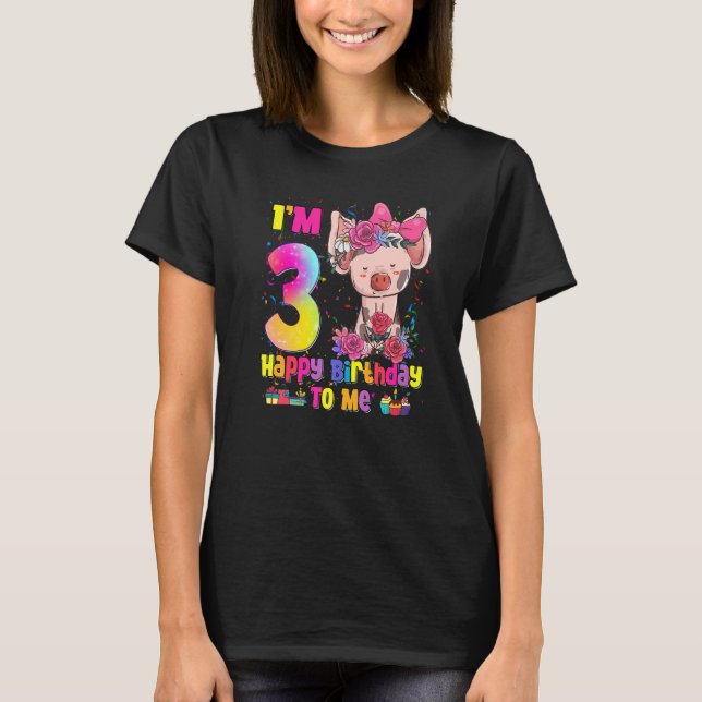 3 Year Old Girl Awesome Princess Cute Pig  3rd Bir T-Shirt (Front)