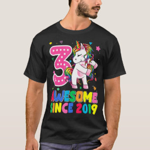 3 Year Old Girls Teens Flossing Unicorn 3rd Birth T-Shirt