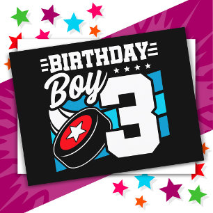 3 Year Old Hockey Party Theme 3rd Birthday Boy Postcard