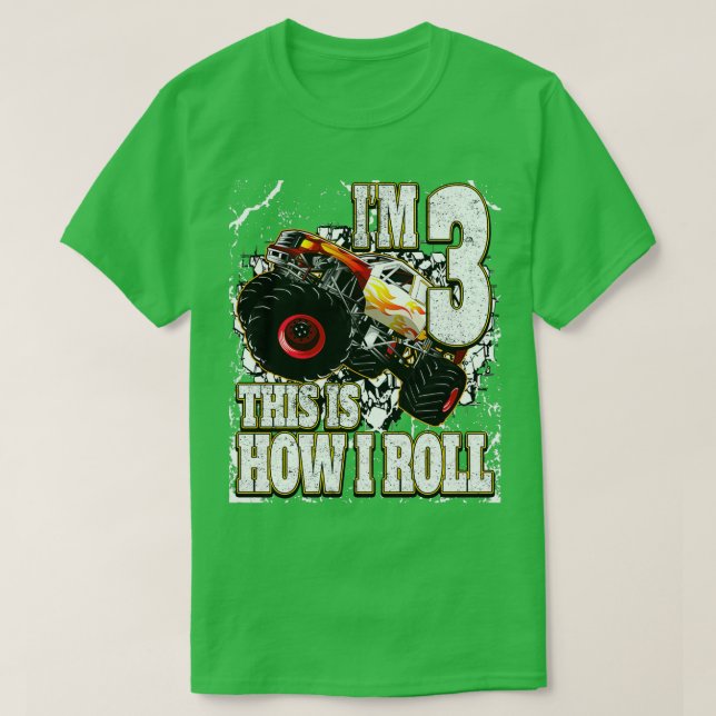 3 Year Old Monster Truck Birthday 2 T-Shirt (Design Front)