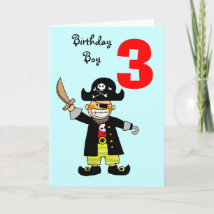 3 year old pirate boy card