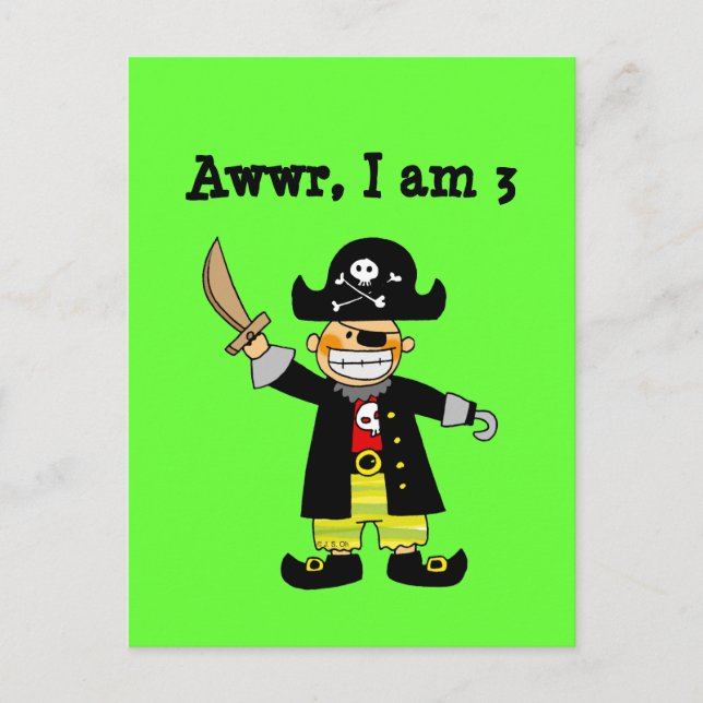 3 year old pirate boy postcard (Front)