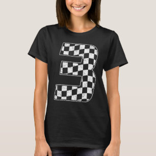 3 Year Old Pit Crew Three 3rd Birthday Boy Racing  T-Shirt