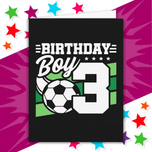 3 Year Old Soccer Football Party 3rd Birthday Boy Card