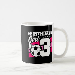 3 Year Old Soccer Football Party 3rd Birthday Girl Coffee Mug