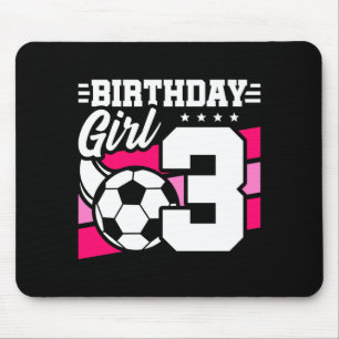 3 Year Old Soccer Football Party 3rd Birthday Girl Mouse Pad