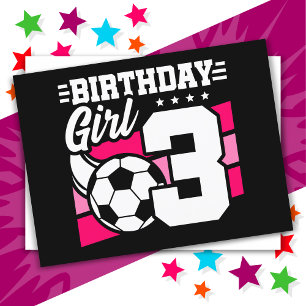 3 Year Old Soccer Football Party 3rd Birthday Girl Postcard