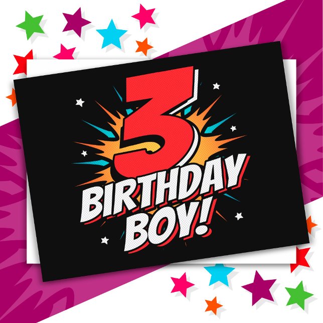 3 Year Old Superhero Birthday Boy 3rd Birthday Postcard (Creator Uploaded)
