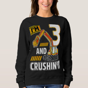 3 Year Old Vehicles Construction Excavator Birthda Sweatshirt