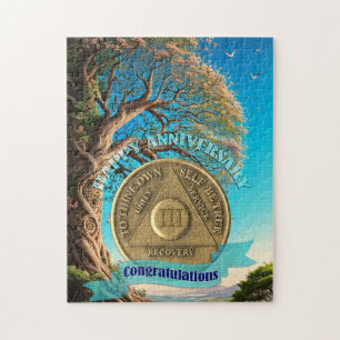 3 Year Sober Anniversary Coin Tree of Life Jigsaw Puzzle