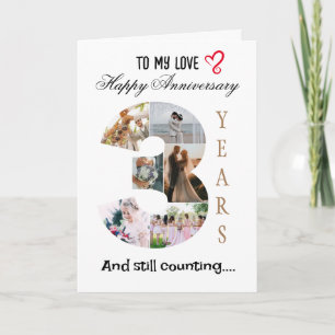3 Year Wedding Anniversary Photo Card