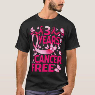 3 Years Breast Cancer Free Survivor Butterfly  T-Shirt