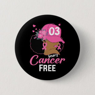 3 Years Cancer Free Survivor Breast Cancer Black W 6 Cm Round Badge