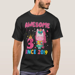 3 Years Old 3Rd Birthday Unicorn Gifts Awesome Sin T-Shirt
