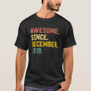 3 Years Old Awesome Since December 2019 3rd Birth T-Shirt