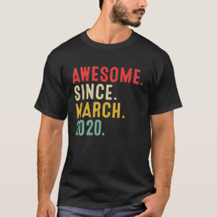 3 Years Old Awesome Since March 2020 3rd Birthday T-Shirt