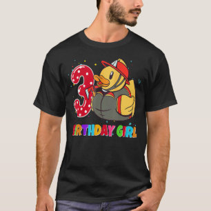 3 Years Old Birthday Cute Rubber Ducky Fireman Fir T-Shirt