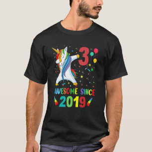 3 Years Old Dabbing Unicorn 3rd Birthday Girl Awes T-Shirt