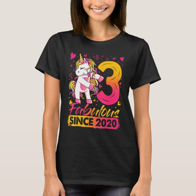 3 Years Old Flossing Unicorn Gifts 3rd Birthday Gi T-Shirt (Front)