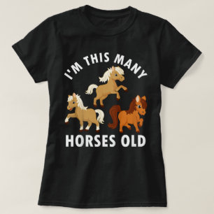 3 Years Old Girl Horses Old 3rd Birthday Kids T-Shirt