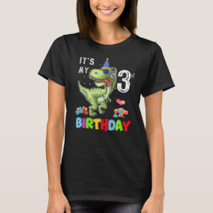 3 Years Old It's My 3rd Birthday Dinosaur Rex T-Shirt