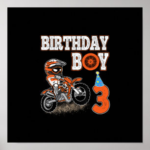 3 Years Old Kid - Birthday Boy - Dirt Bike - Motor Poster