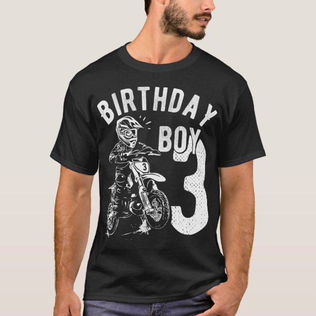 3 years old kid - Birthday boy - Dirt bike - Motor T-Shirt (Front)