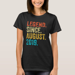 3 Years Old Legend Since August 2019 3rd Birthday T-Shirt