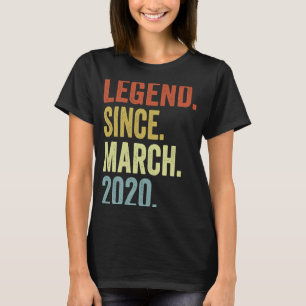 3 Years Old  Legend Since March 2020 3rd Birthday  T-Shirt