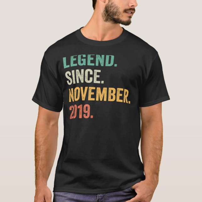 3 Years Old  Legend Since November 2019 3rd Birthd T-Shirt (Front)