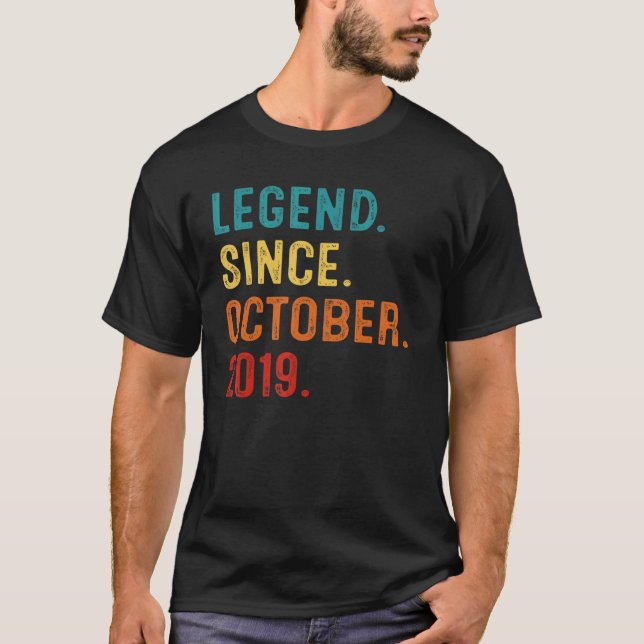 3 Years Old  Legend Since October 2019 3rd Birthda T-Shirt (Front)