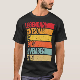 3 Years Old  Legendary Epic Awesome Since November T-Shirt