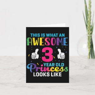 3 Years Old Princess Birthday Quote 3rd B-day Kids Card