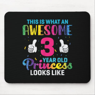 3 Years Old Princess Birthday Quote 3rd B-day Kids Mouse Pad
