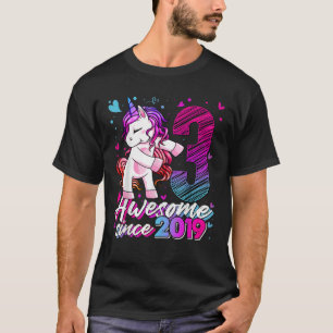 3 Years Old Unicorn Flossing 3rd Birthday Girl Uni T-Shirt