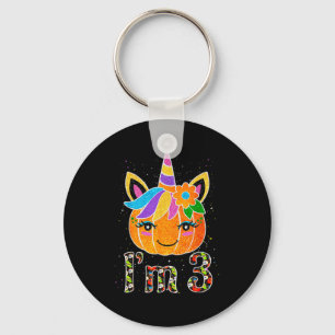 3 Years Old Unicorn Pumpkin Cute Design Birthday H Key Ring