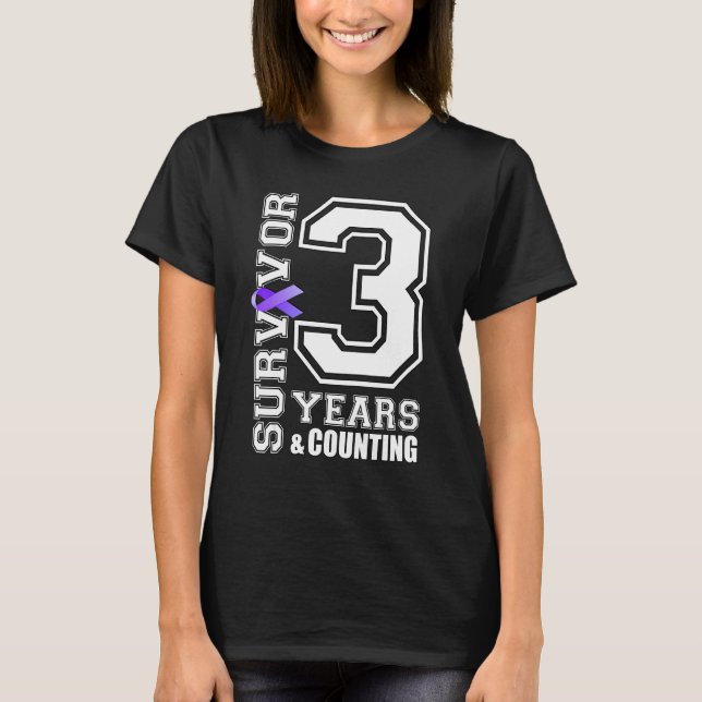 3 Years Survivor I Wear Purple Ribbon Lupus Awaren T-Shirt (Front)