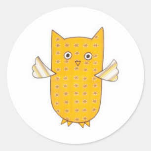 3 Yellow Owls Flying Classic Round Sticker