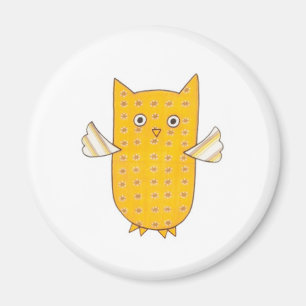 3 Yellow Owls Flying Magnet