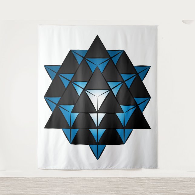 3D 64 Tetrahedron Grid Series V2 Tapestry (Front)