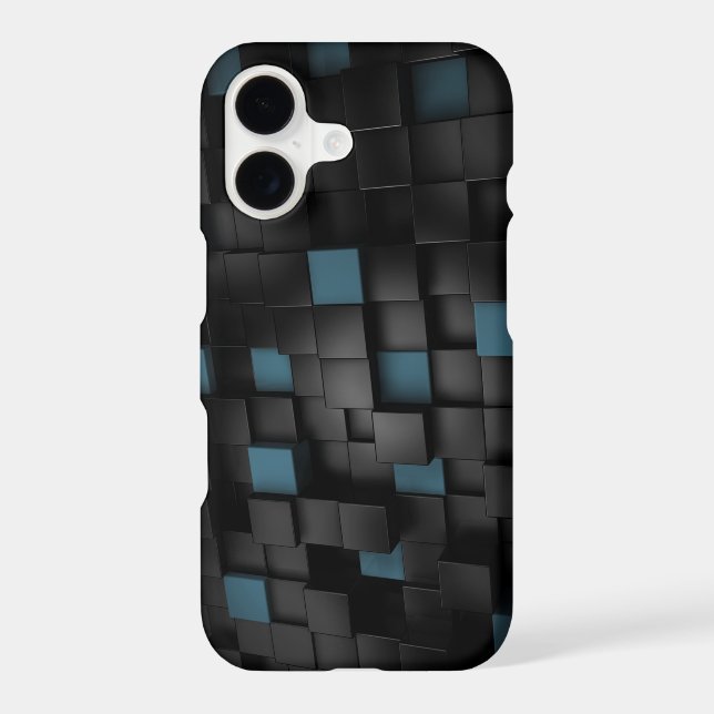 3D Abstract Black and Blue Cube (Back)